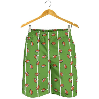 American Football on Field Themed Print Mens Shorts-JTAMIGO.COM