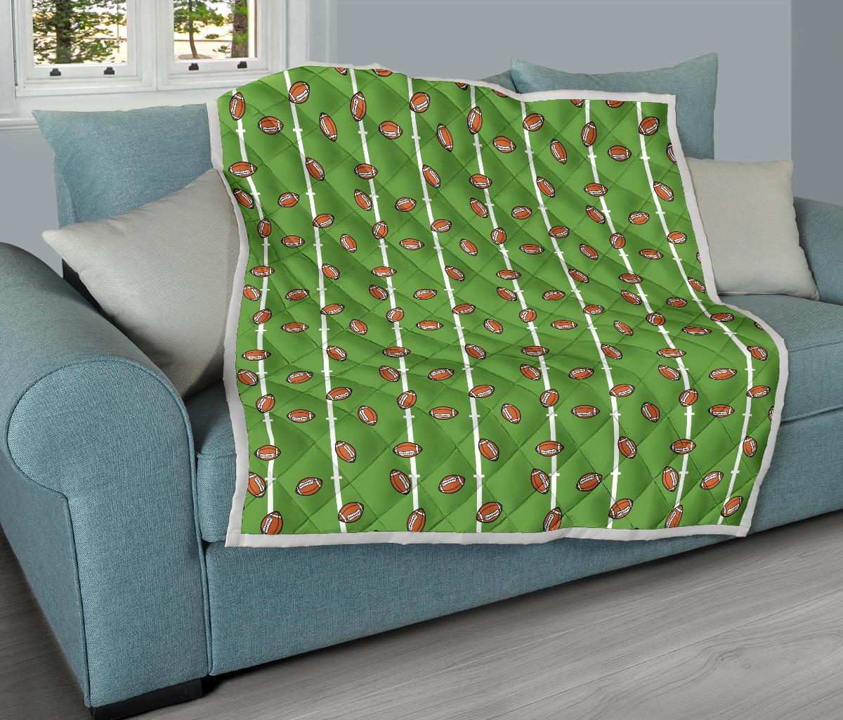American Football on Field Themed Print Premium Quilt-JTAMIGO.COM