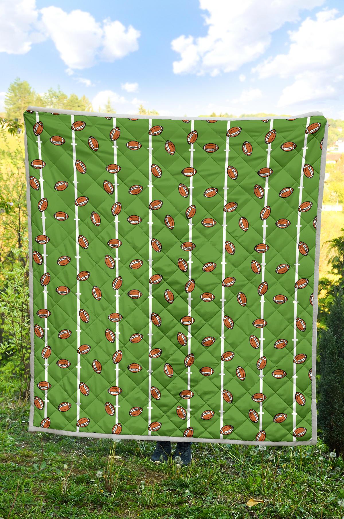 American Football on Field Themed Print Premium Quilt-JTAMIGO.COM