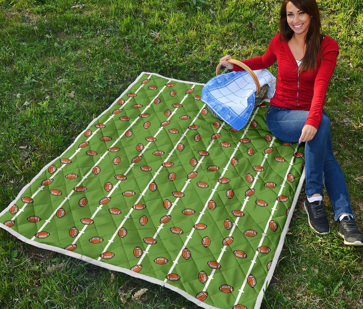 American Football on Field Themed Print Premium Quilt-JTAMIGO.COM