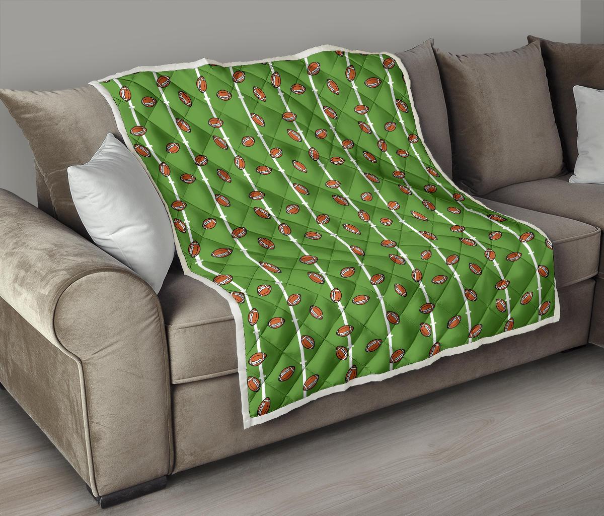 American Football on Field Themed Print Premium Quilt-JTAMIGO.COM