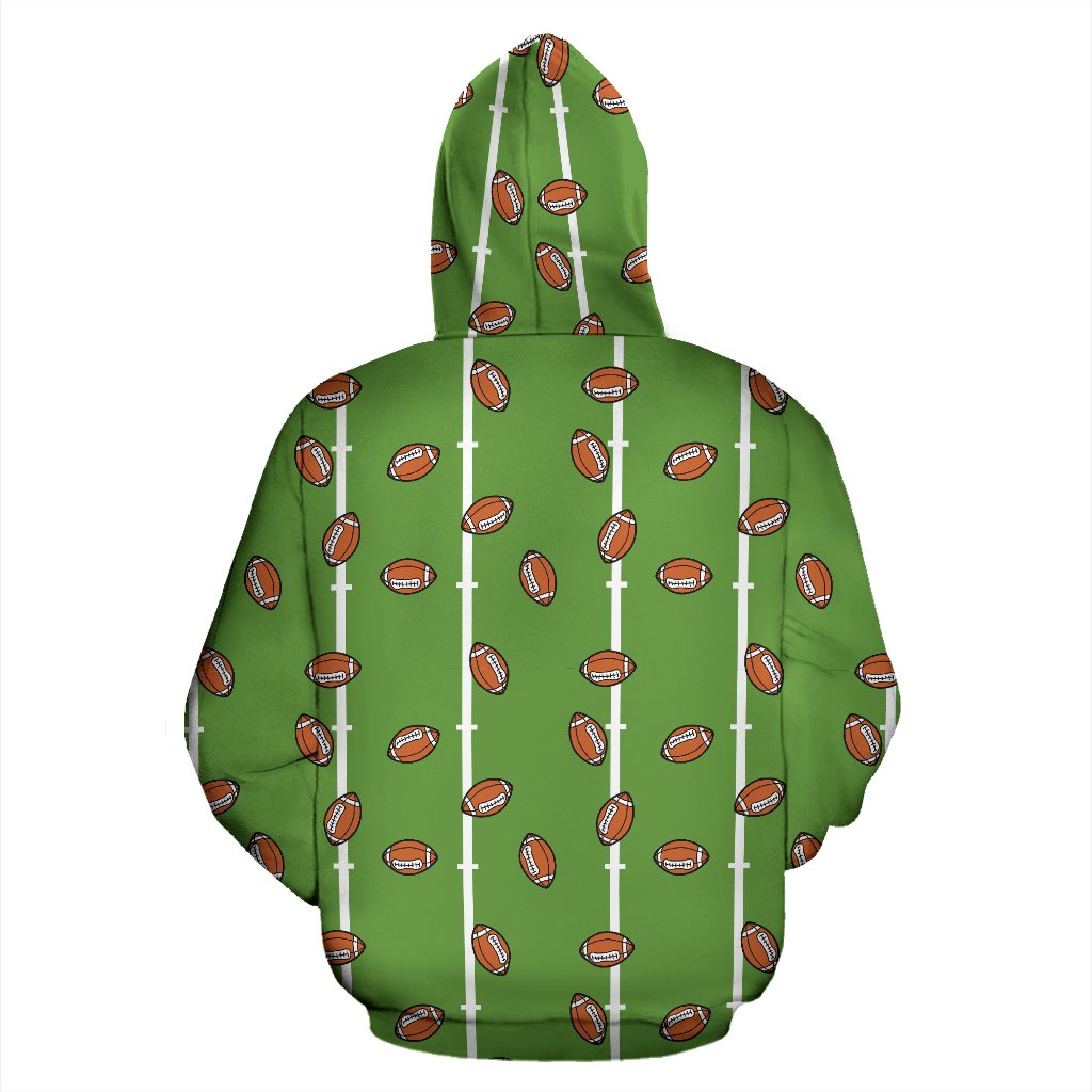 American Football on Field Themed Print Pullover Hoodie