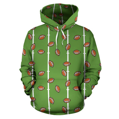 American Football on Field Themed Print Pullover Hoodie