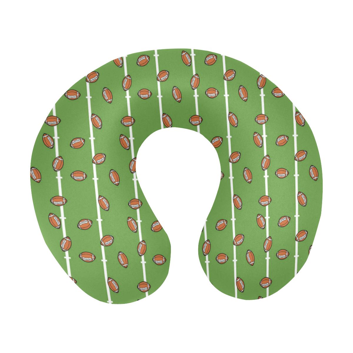 American Football on Field Themed Print U-Shaped Travel Neck Pillow-JTAMIGO.COM