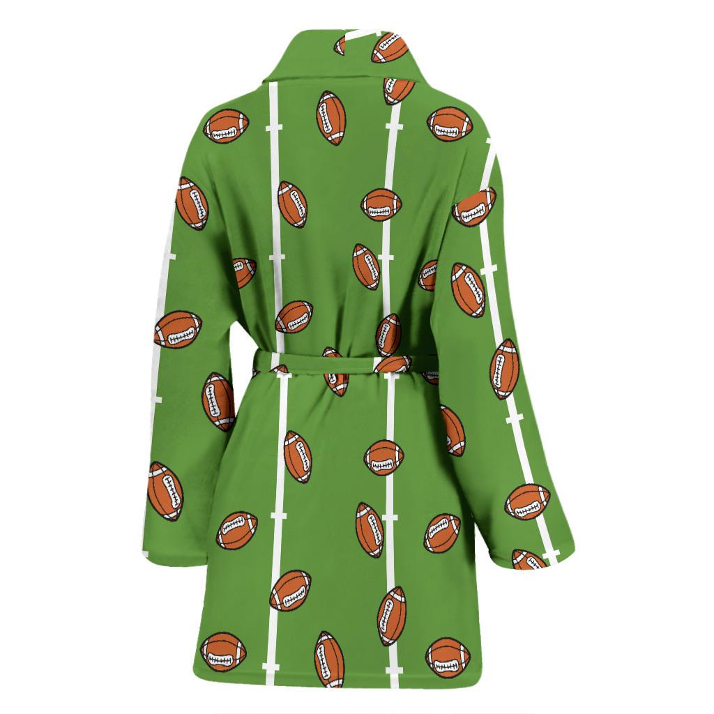American Football on Field Themed Print Women Bath Robe-JTAMIGO.COM