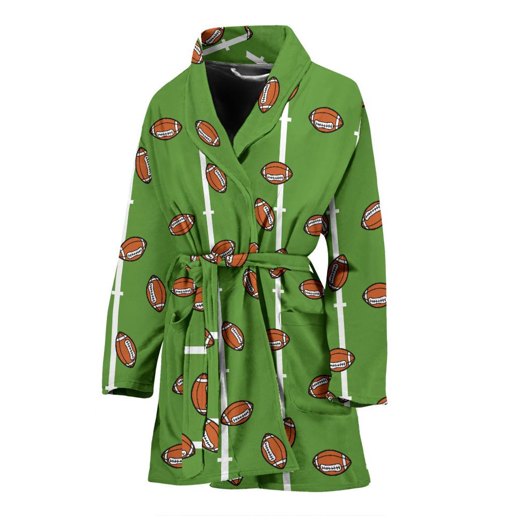 American Football on Field Themed Print Women Bath Robe-JTAMIGO.COM