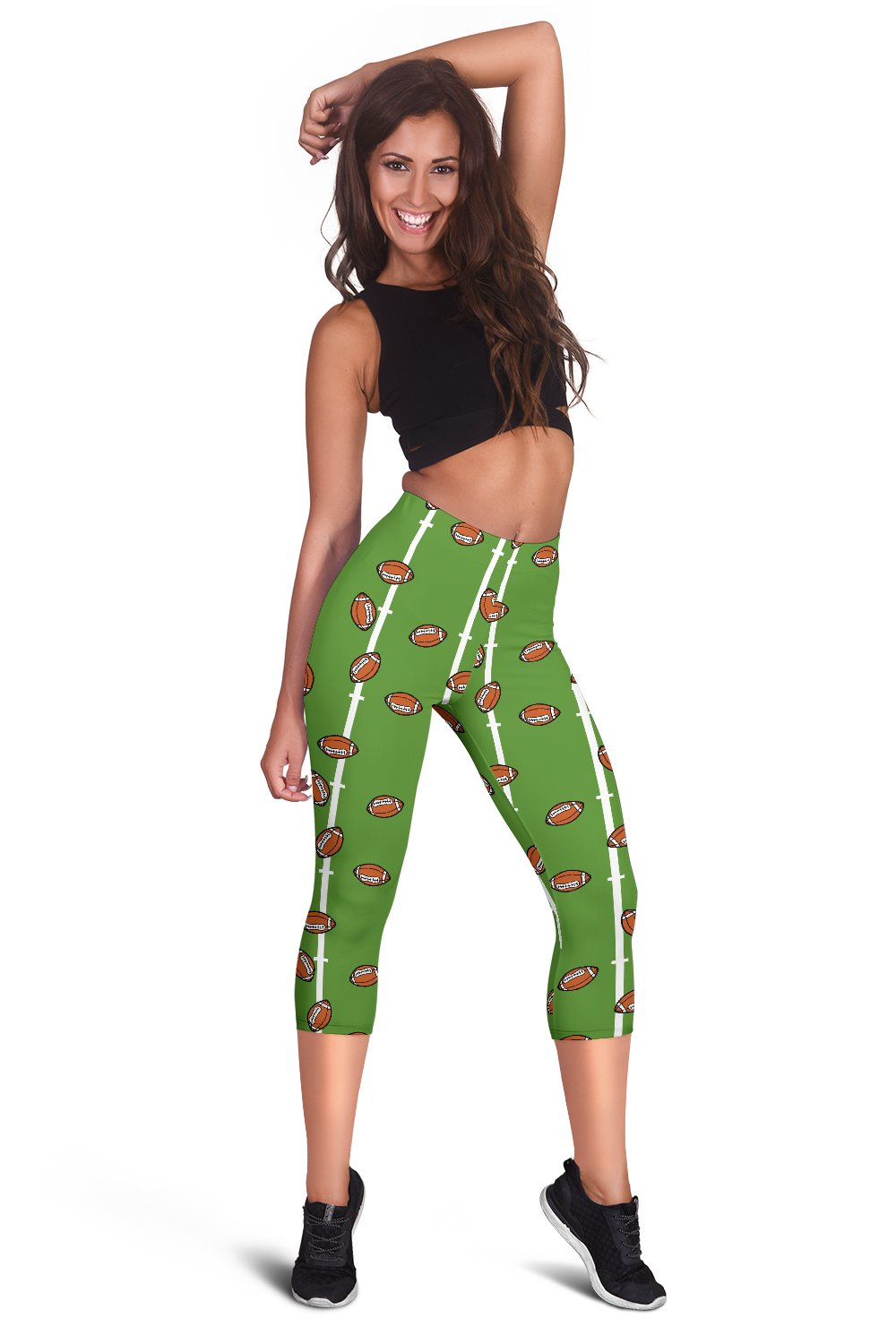 American Football on Field Themed Print Women Capris