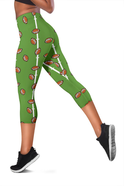 American Football on Field Themed Print Women Capris