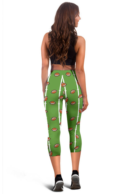 American Football on Field Themed Print Women Capris