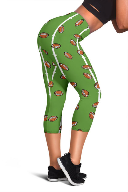 American Football on Field Themed Print Women Capris