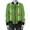 American Football on Field Themed Print Women Casual Bomber Jacket