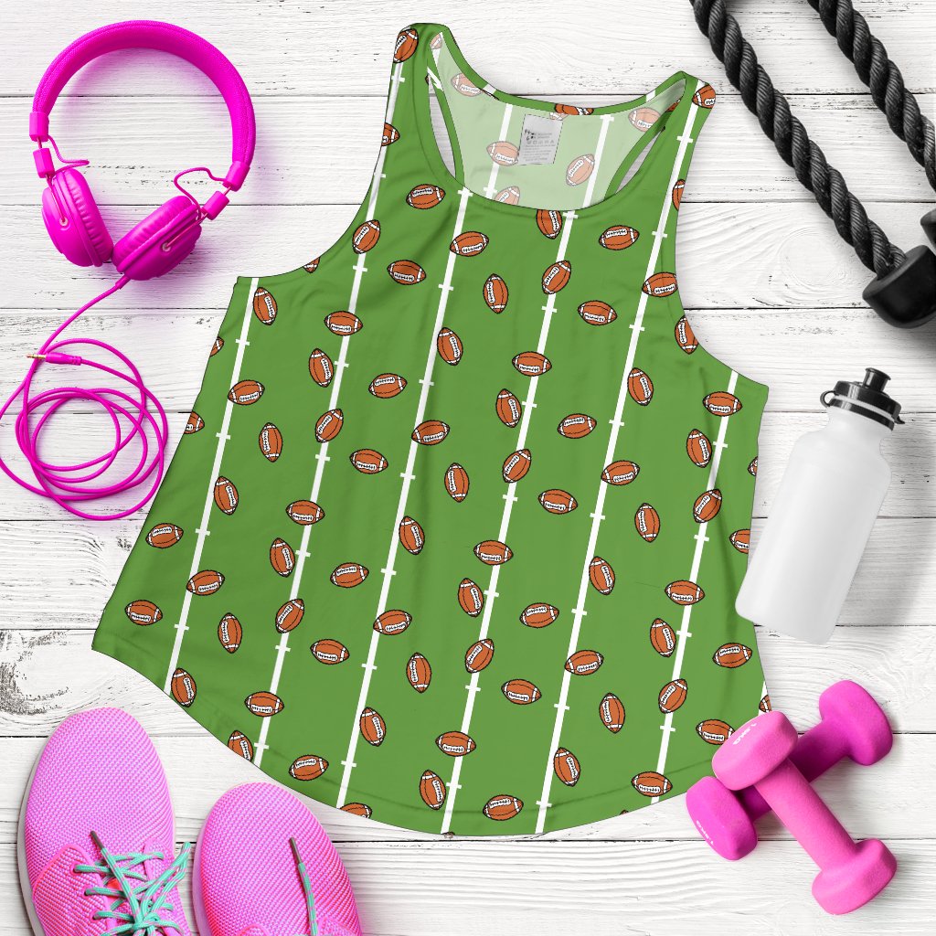 American Football On Field Themed Print Women Racerback Tank Top