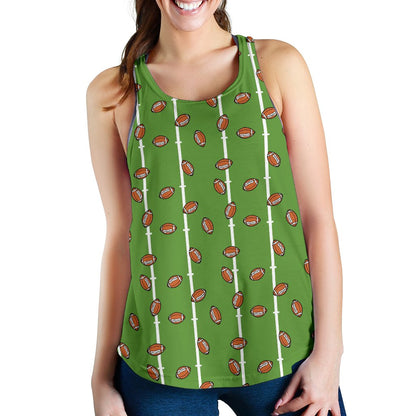 American Football On Field Themed Print Women Racerback Tank Top