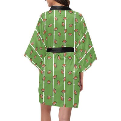 American Football on Field Themed Print Women Short Kimono Robe