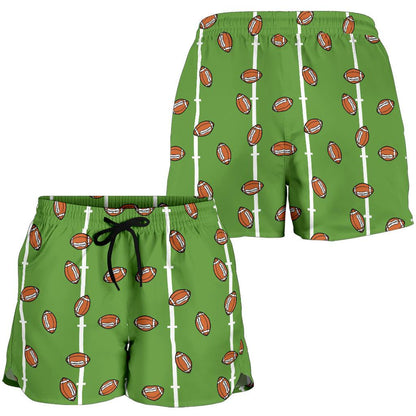American Football on Field Themed Print Women Shorts-JTAMIGO.COM