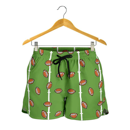 American Football on Field Themed Print Women Shorts-JTAMIGO.COM