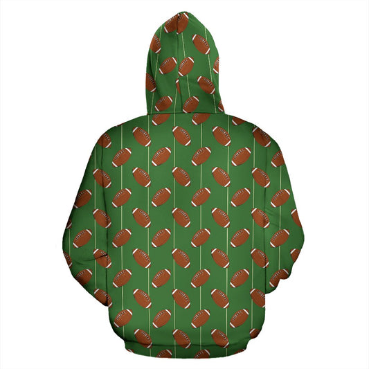 American Football on Field Themed Pullover Hoodie