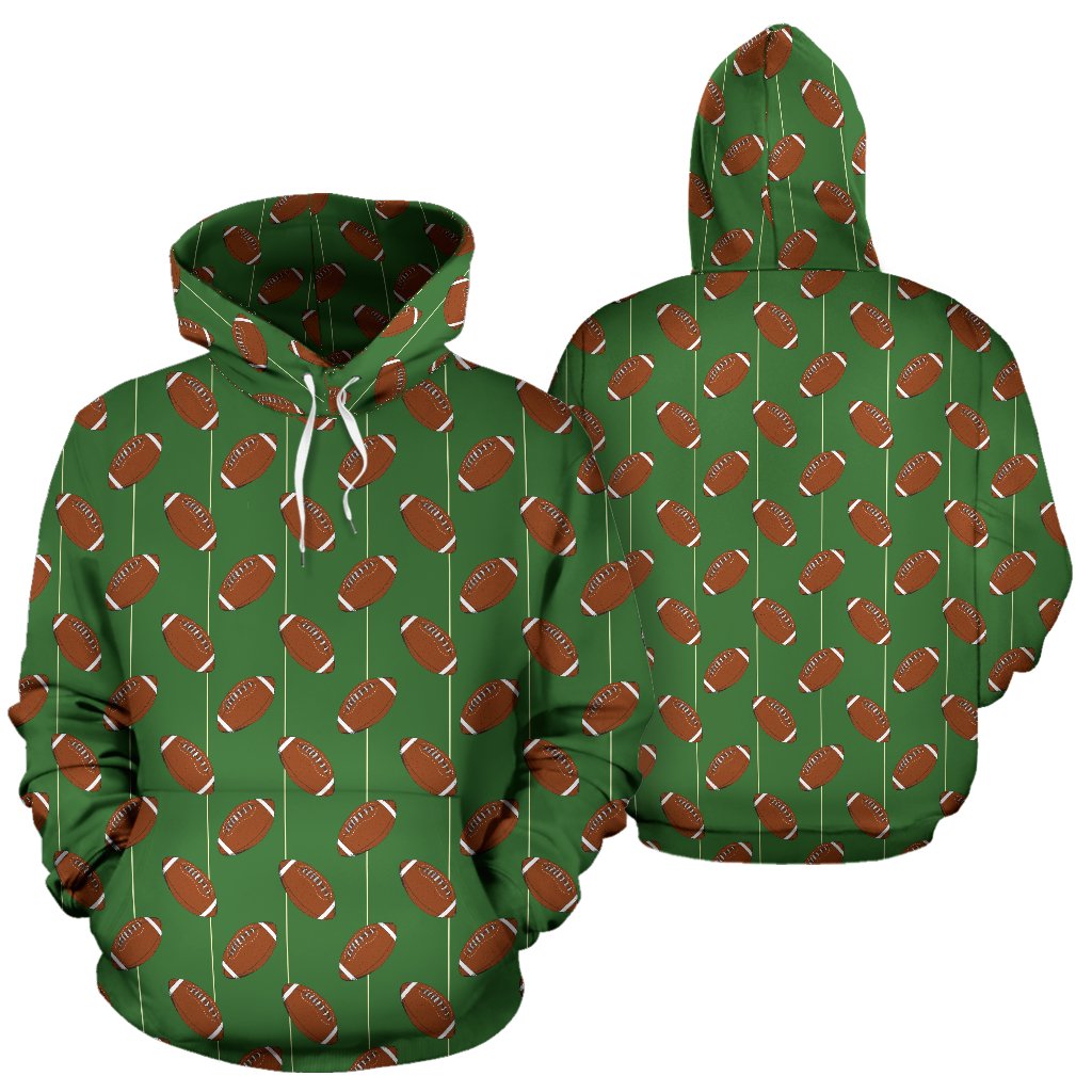 American Football on Field Themed Pullover Hoodie