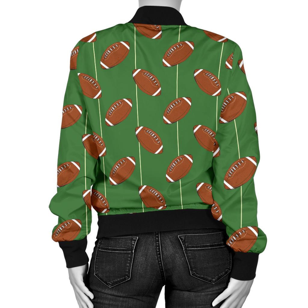 American Football on Field Themed Women Casual Bomber Jacket