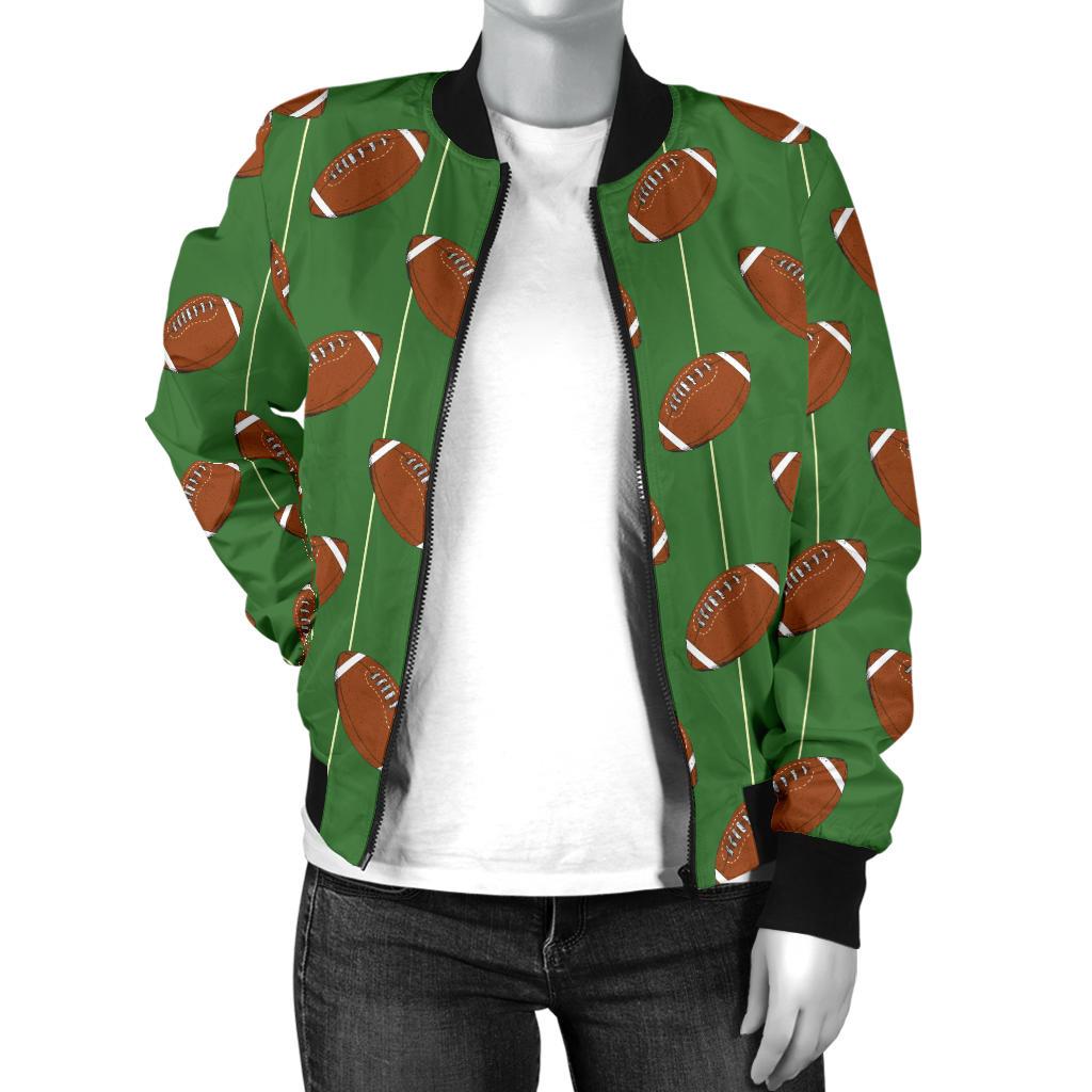 American Football on Field Themed Women Casual Bomber Jacket