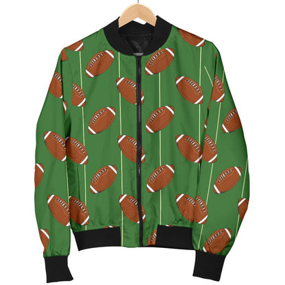 American Football on Field Themed Women Casual Bomber Jacket