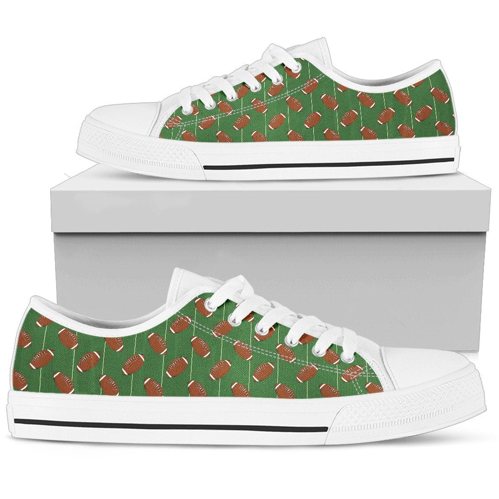 American Football on Field Themed Women Low Top Shoes