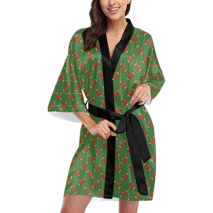 American Football on Field Themed Women Short Kimono Robe