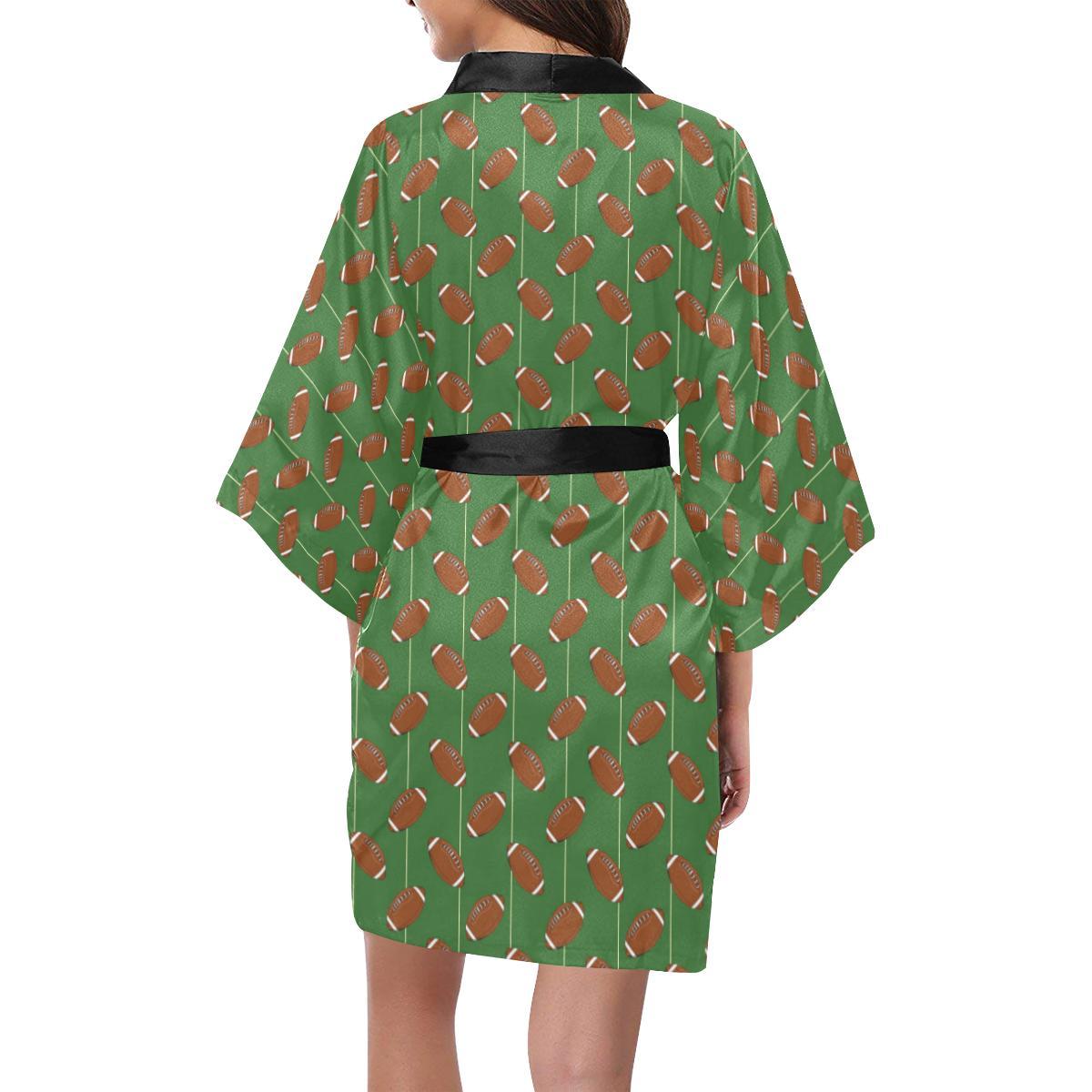 American Football on Field Themed Women Short Kimono Robe
