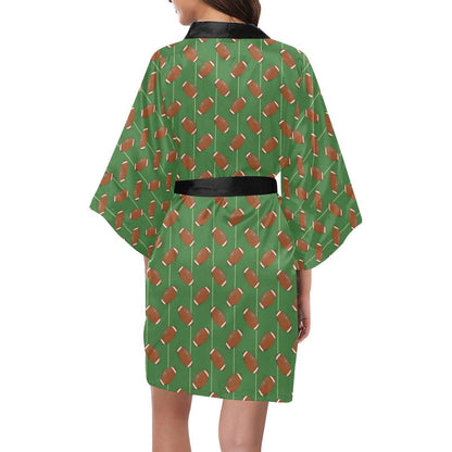 American Football on Field Themed Women Short Kimono Robe