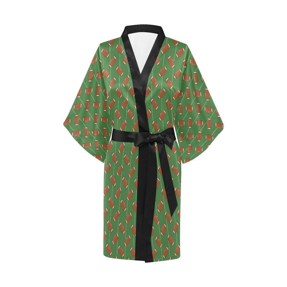 American Football on Field Themed Women Short Kimono Robe