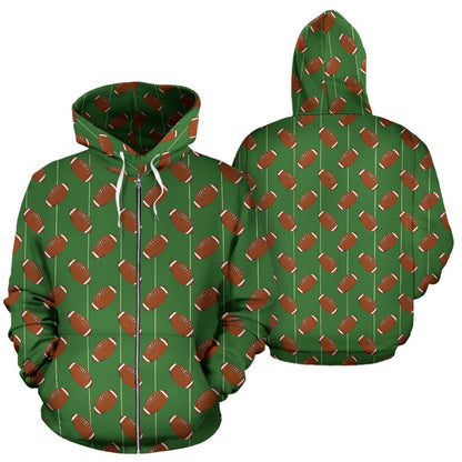 American Football on Field Themed Zip Up Hoodie