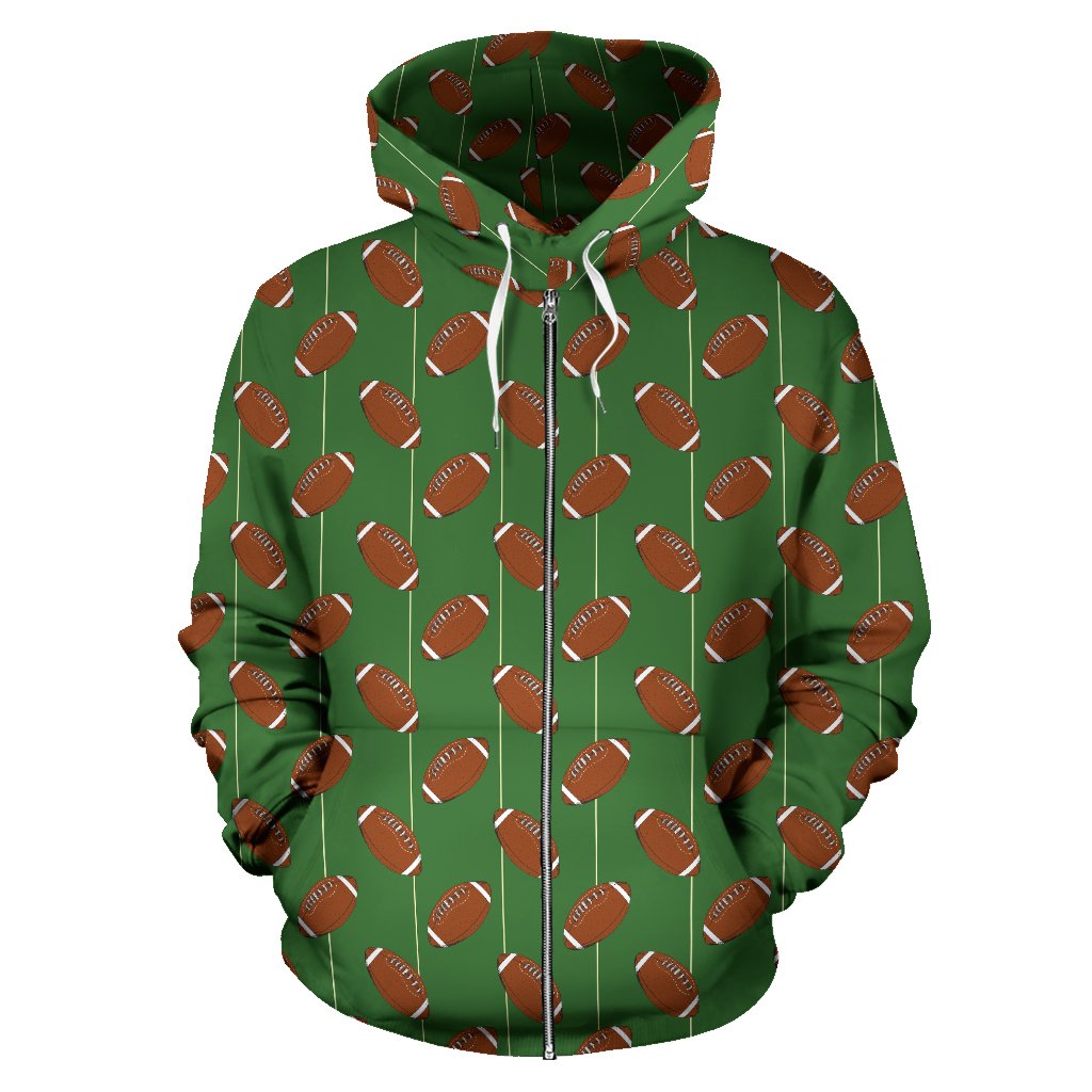 American Football on Field Themed Zip Up Hoodie