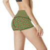 American Football on Green Design High Waisted Spandex Shorts-JTAMIGO.COM