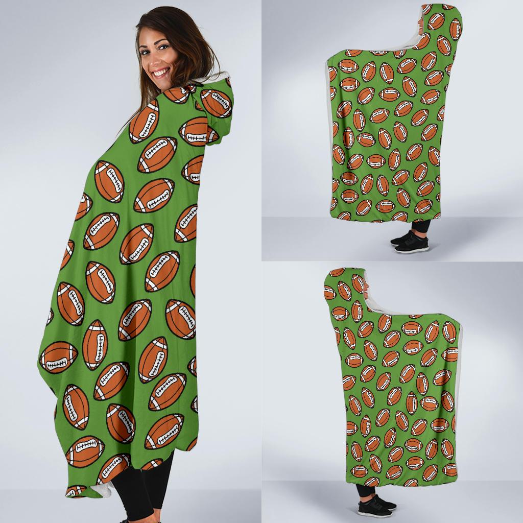 American Football on Green Design Hooded Blanket-JTAMIGO.COM