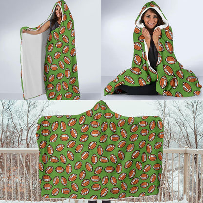 American Football on Green Design Hooded Blanket-JTAMIGO.COM