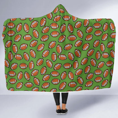 American Football on Green Design Hooded Blanket-JTAMIGO.COM