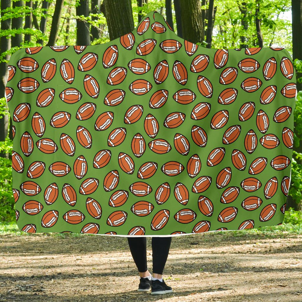 American Football on Green Design Hooded Blanket-JTAMIGO.COM