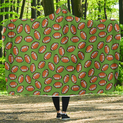 American Football on Green Design Hooded Blanket-JTAMIGO.COM