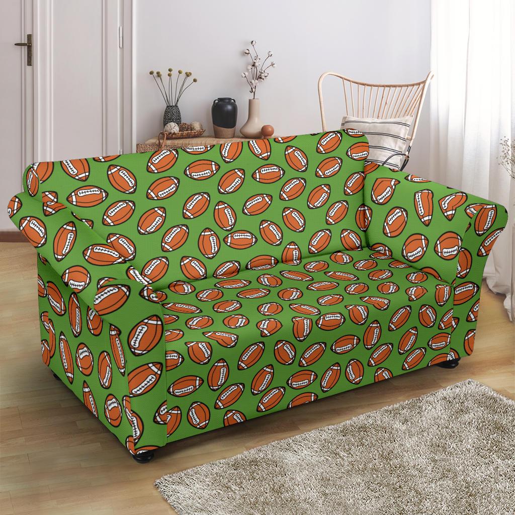American Football on Green Design Loveseat Slipcover-JTAMIGO.COM