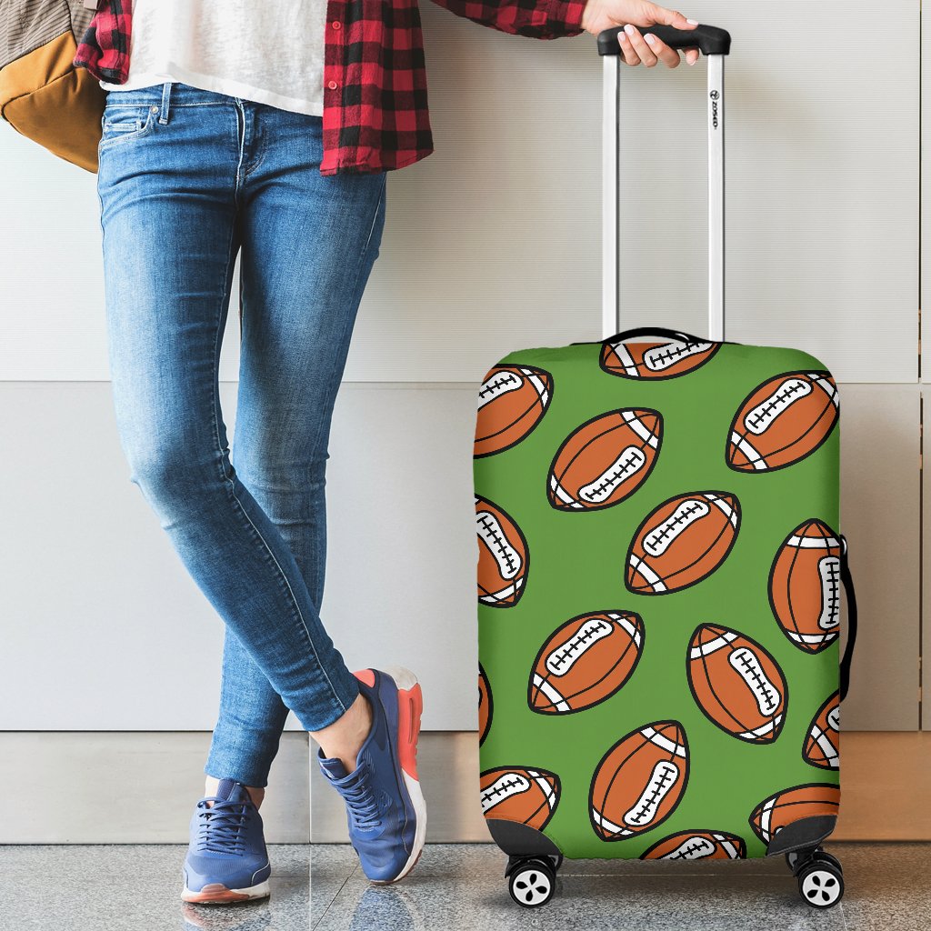 American Football On Green Design Luggage Cover Protector