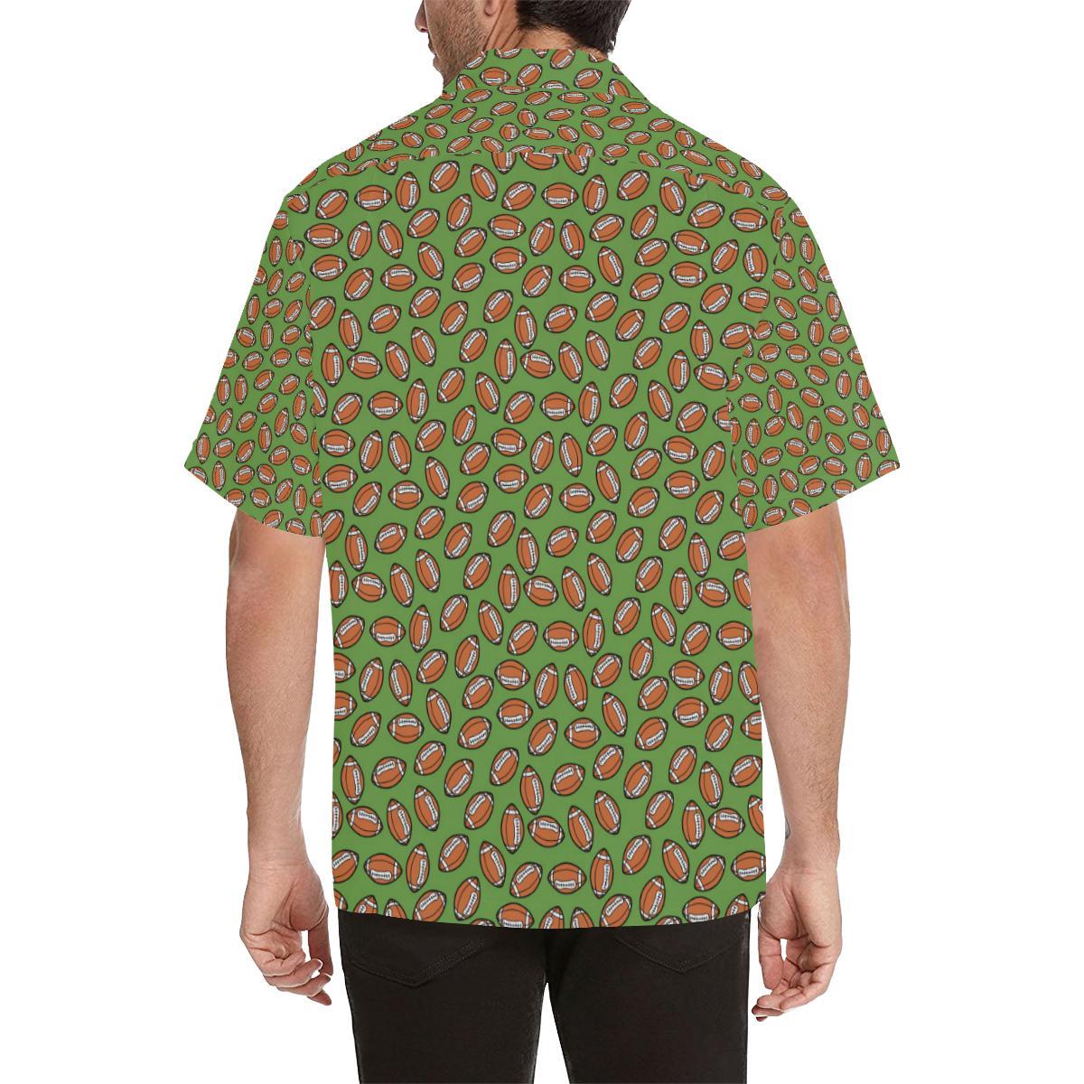 American Football on Green Design Men Aloha Hawaiian Shirt