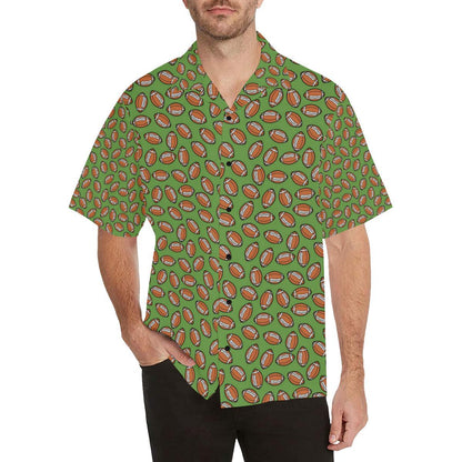 American Football on Green Design Men Aloha Hawaiian Shirt