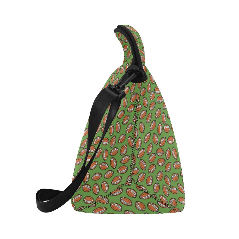 American Football on Green Design Neoprene Lunch Bag (Model 1669)(Large)-JTAMIGO.COM