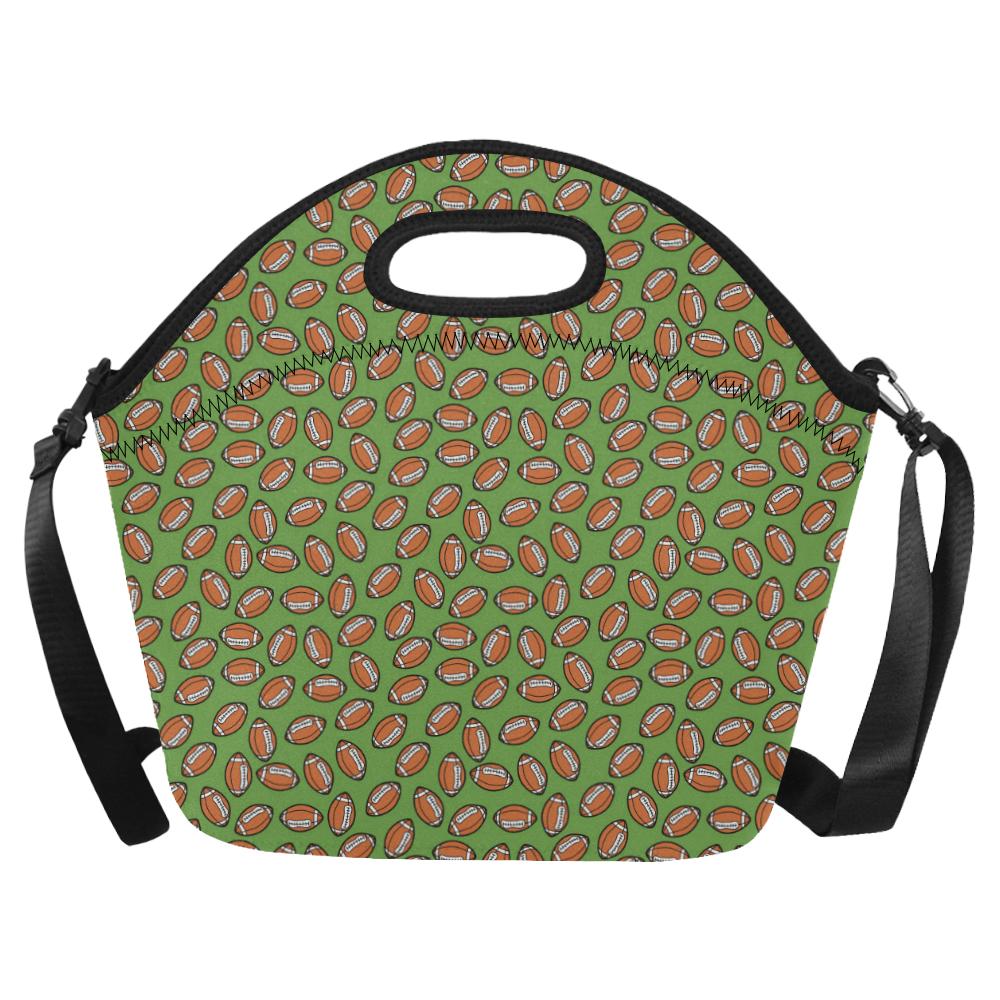 American Football on Green Design Neoprene Lunch Bag (Model 1669)(Large)-JTAMIGO.COM