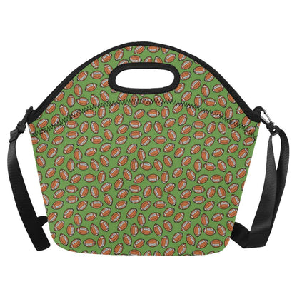American Football on Green Design Neoprene Lunch Bag (Model 1669)(Large)-JTAMIGO.COM