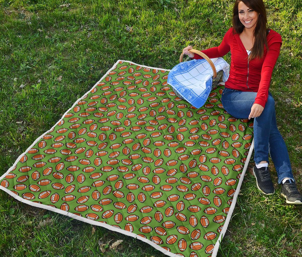 American Football on Green Design Premium Quilt-JTAMIGO.COM