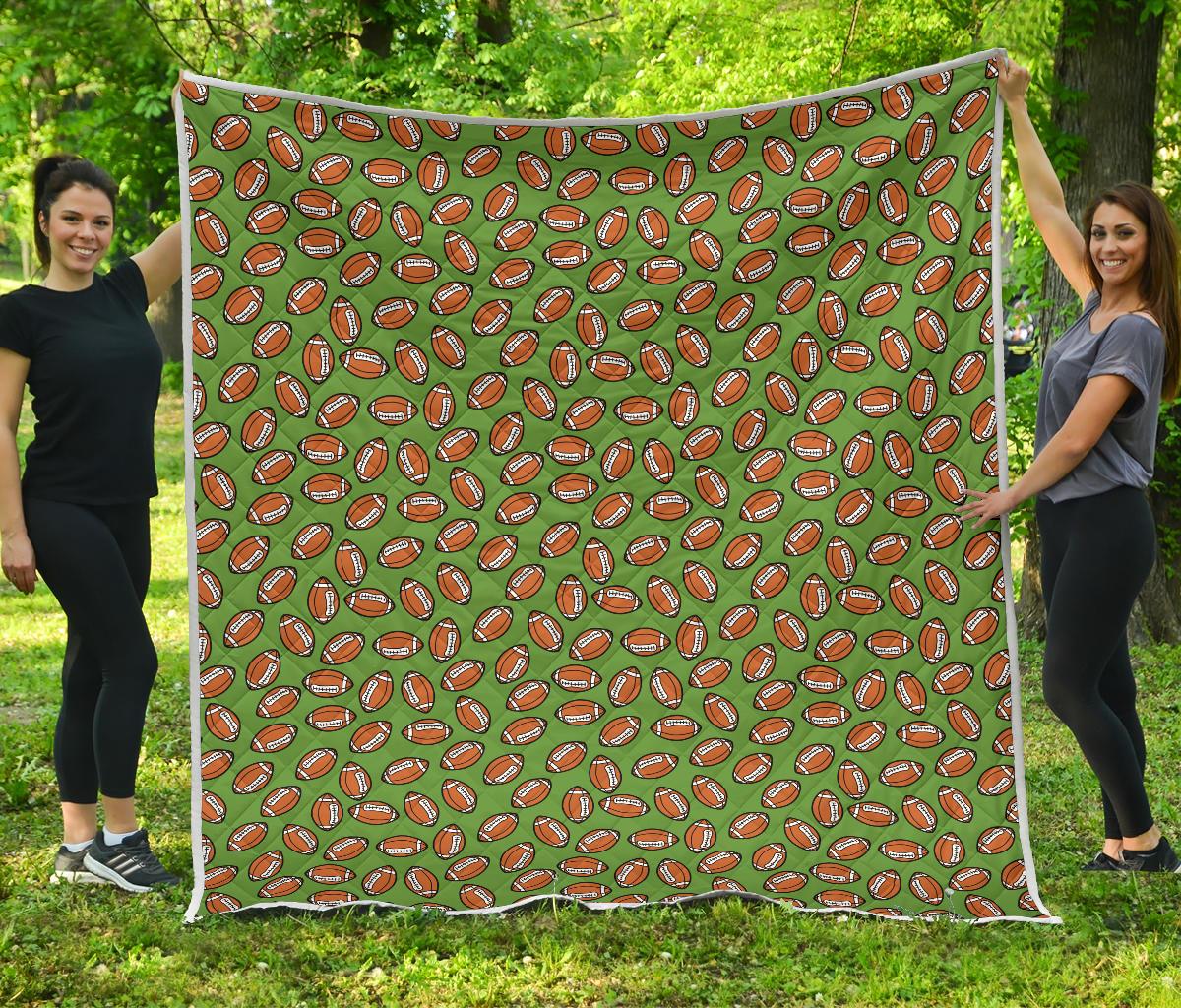 American Football on Green Design Premium Quilt-JTAMIGO.COM