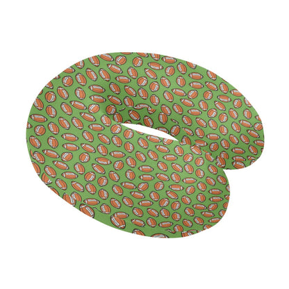 American Football on Green Design U-Shaped Travel Neck Pillow-JTAMIGO.COM