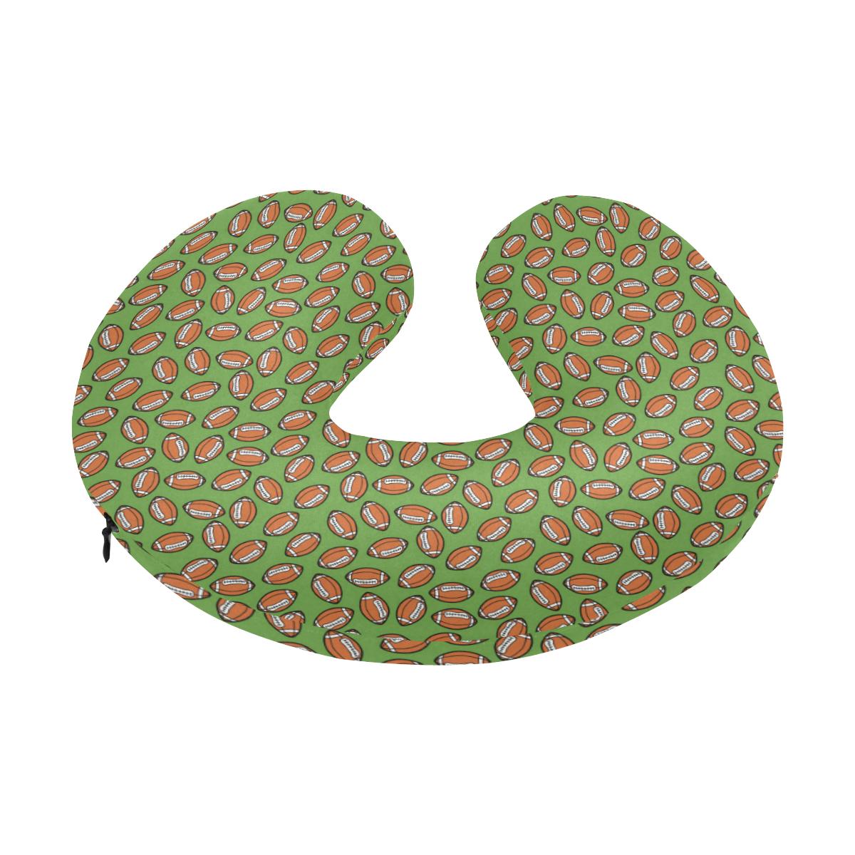 American Football on Green Design U-Shaped Travel Neck Pillow-JTAMIGO.COM