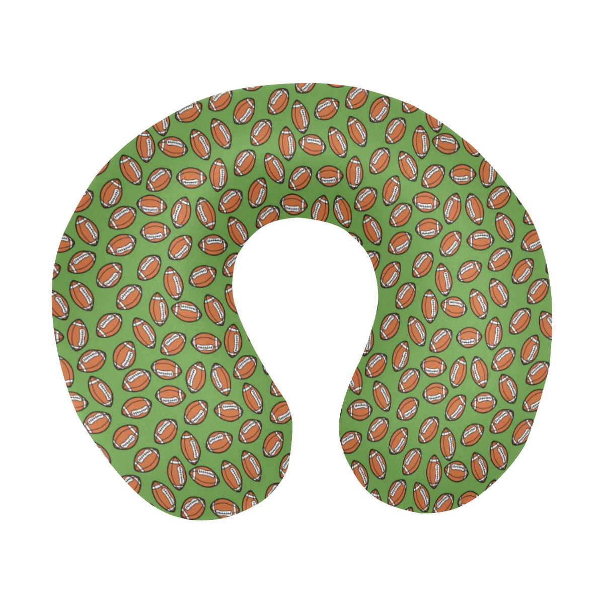 American Football on Green Design U-Shaped Travel Neck Pillow-JTAMIGO.COM